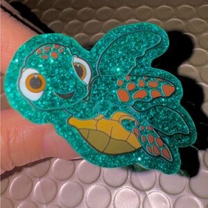 Glittery Green Turtle Car Vent Clip